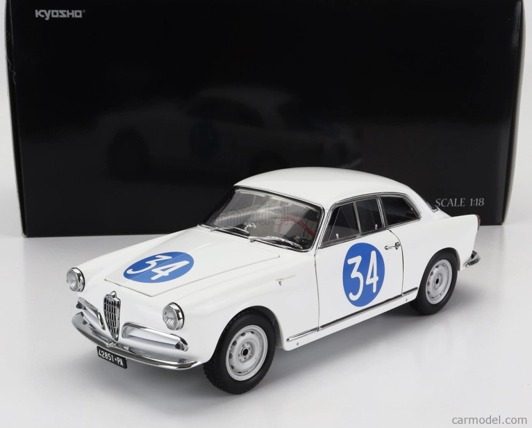 Kyosho Alfa romeo Giulietta Sv Sprint Veloce N 34 Targa Florio 1960 Emanuele - Aldebaran (checco D'angelo) 1:18 Biela