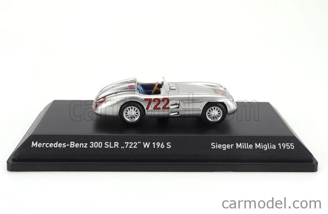Brekina plast Mercedes benz 300 Slr Spider N 722 Winner Mille Miglia 1955 Stirling Moss - Denis Jenkinson 1:87 Silver
