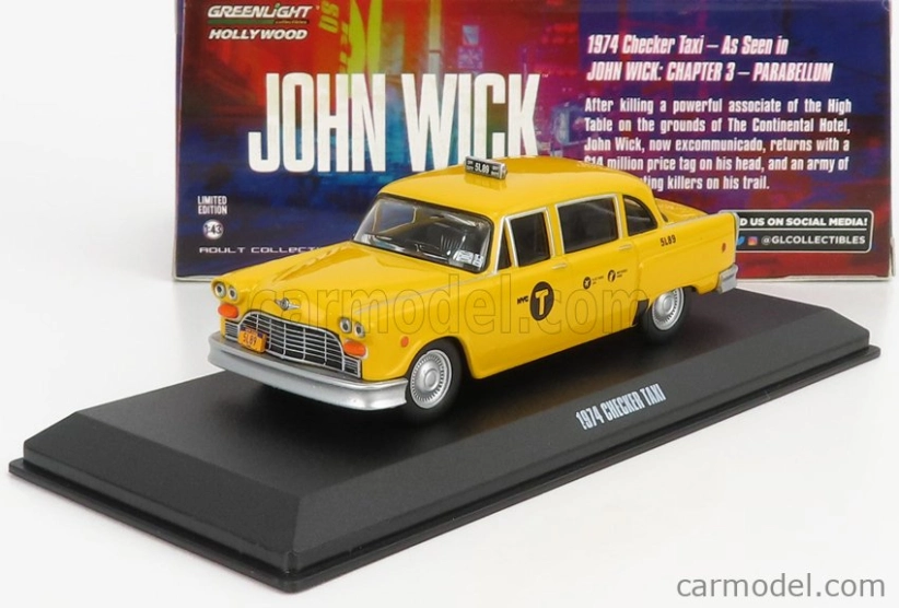 Greenlight Checker Marathon Taxi 1974 - John Wick Iii Parabellum Movie 1:43 Yellow