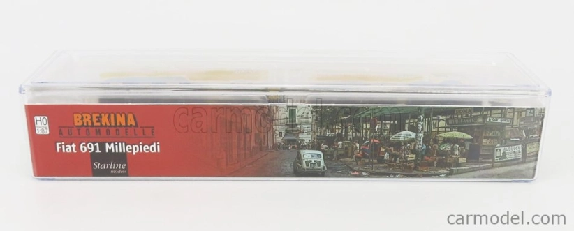 Brekina plast Fiat 691 Millepiedi Tanker Truck Agip Supercortemaggiore 1961 1:87 Žlutá Černá