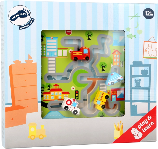 Small Foot Dřevěné posuvné puzzle Město