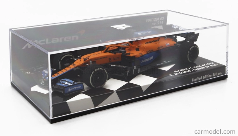 Minichamps Mclaren F1 Mcl35l Mercedes M12 Eq Power+ Team Mclaren N 3 French Gp 2021 Daniel Ricciardo 1:43 oranžová svetlo modrá
