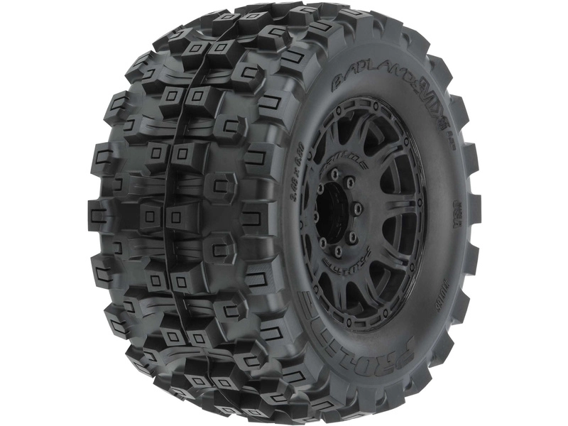 Kolesá Pro-Line 3,8", pneumatiky Badlands MX38 HP Belted, čierny disk Raid H17 (2)