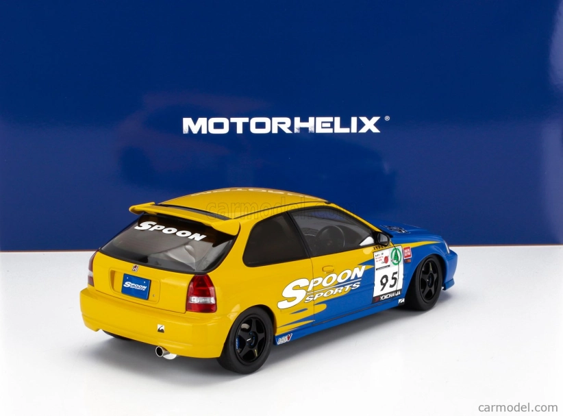 Motorhelix Honda Civic Ek9 Type R Spoon N 95 Racing With Engine And Accessories 1999 1:18 Modrá Žlutá