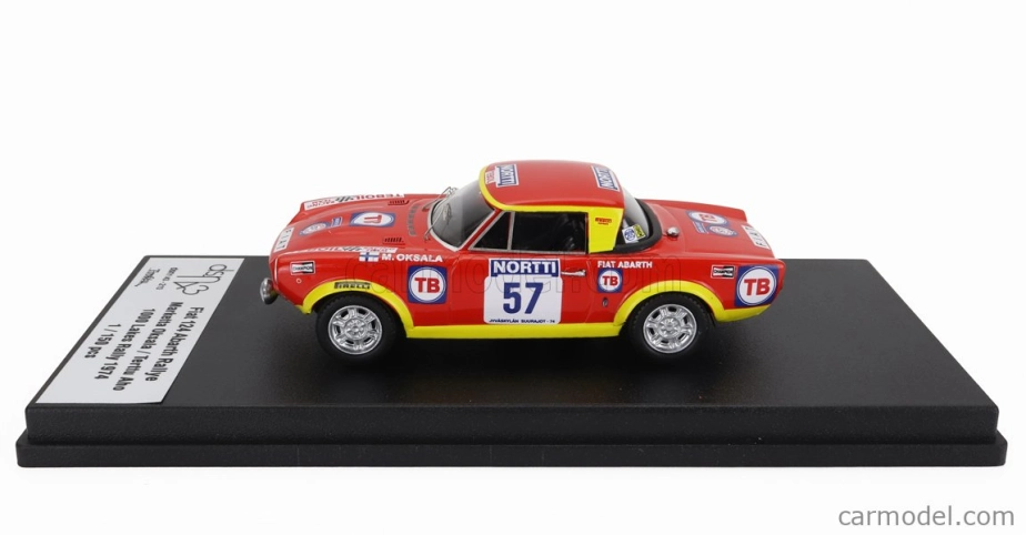 Trofeu Fiat 124 Abarth (night Version) N 57 Rally 1000 Lakes 1974 Marketta Oksala - Terttu Aho 1:43 Červená Žlutá