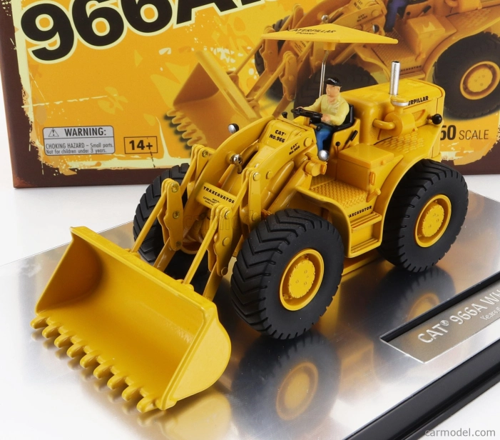 Dm-models Caterpillar Cat966a Ruspa Gommata - Scraper Tractor Wheel Loader 1:50 Žlutá Černá