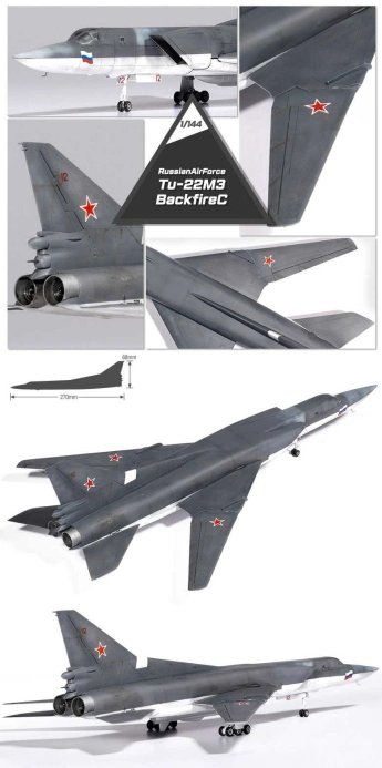 Model Kit lietadlo 12636 - Russian Air Force Tu-22M3 Backfire C (1:144)