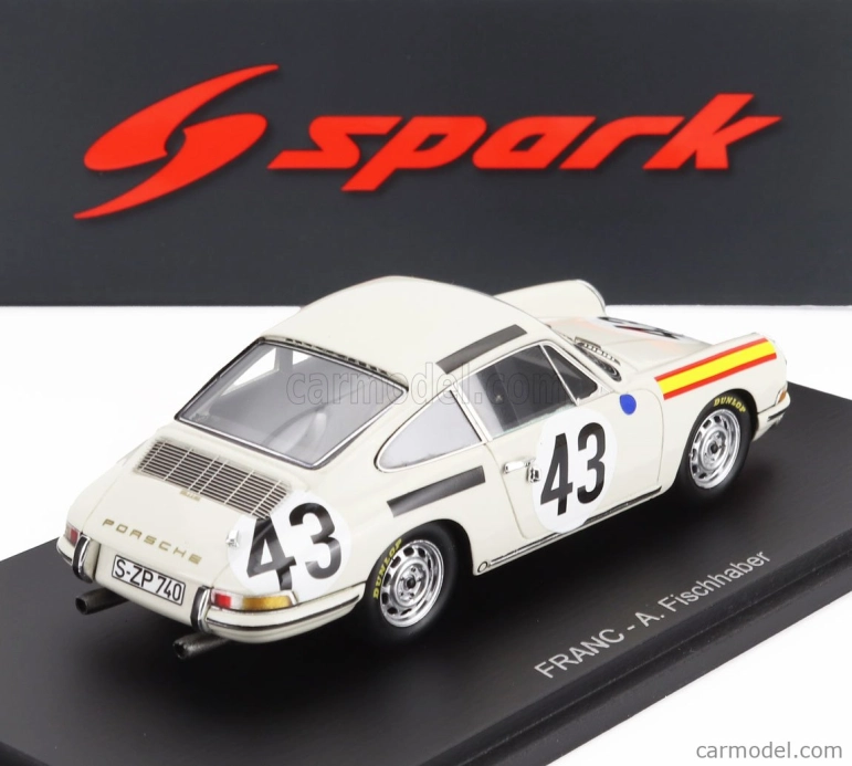 Spark-model Porsche 911s 1991cc Coupe Team J.franc N 43 24h Le Mans 1967 Antony Fischaber - Jacques Dewes 1:43 Biela