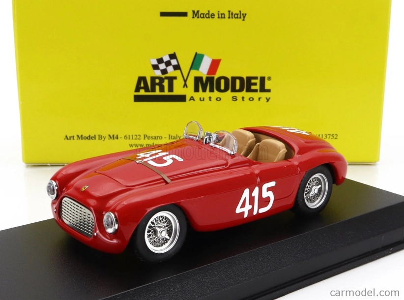 Art-model Ferrari 166mm Spider Barchetta N 415 Giro Di Sicilia 1951 Paolo Marzotto - Marino Marini 1:43 Červená