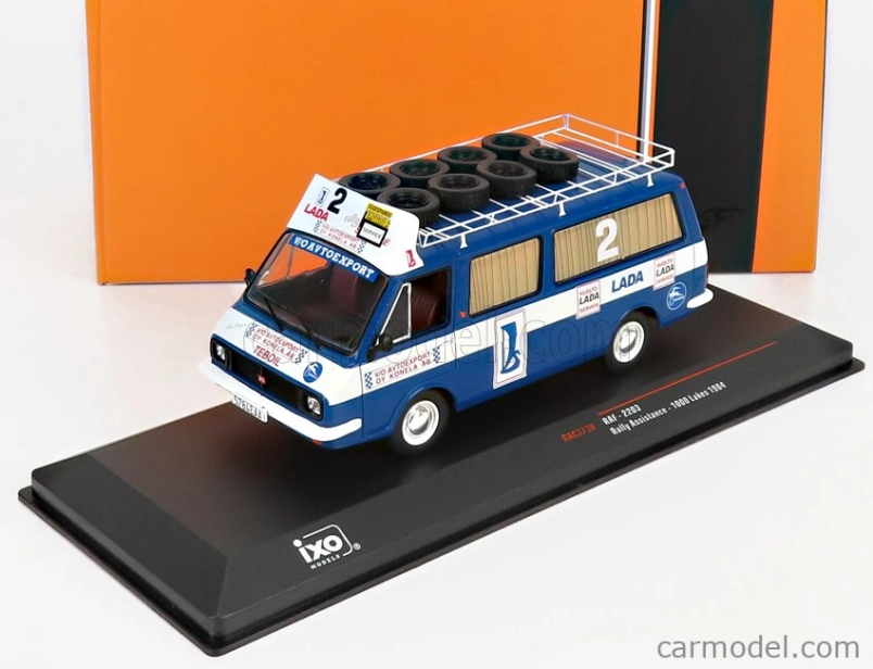 Ixo-models RAF 2203 Minibus Team Rally Lada Service Assistance 1984 1:43 Modrá biela