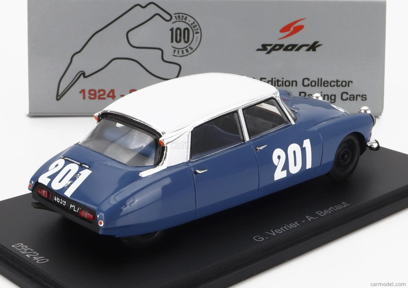 Spark-model Citroen Ds19 N 201 24h Spa 1964 Guy Verrier - Alain Bertaut 1:43 Modrá Bílá