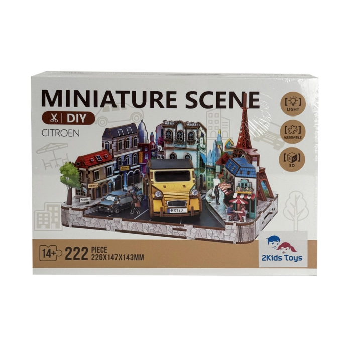 2Kids Toys 3D dřevěná skládačka Miniaturní scéna Evropské městečko