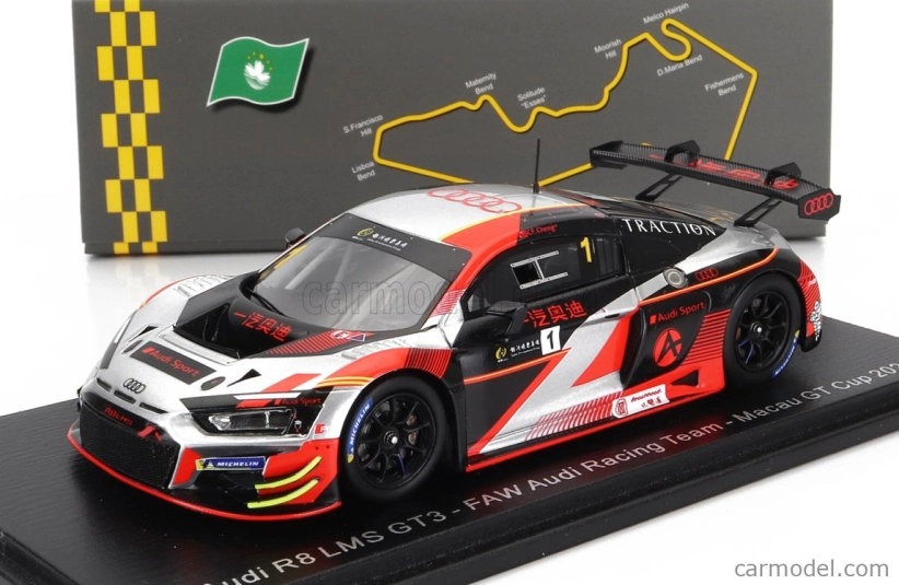 Spark-model Audi R8 Lms Gt3 Team Faw Audi Racing Team N 1 Gt Cup Macau 2022 Cheng Cong Fu 1:43 Bílá Oranžová Černá