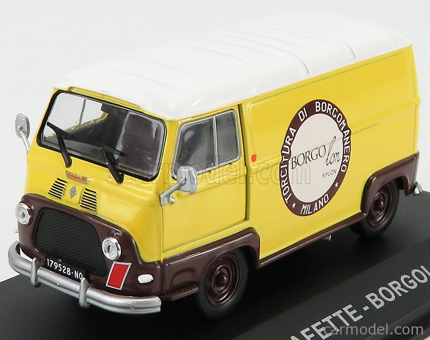 Edicola Renault Estafette Van Borgolon 1969 1:43 žltá hnedá biela