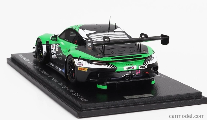Spark-model Porsche 911 992 Gt3 R Team Huber Racing N 54 24h Spa 2023 A.guven - S.muller - C.engelhart 1:43 Green Black