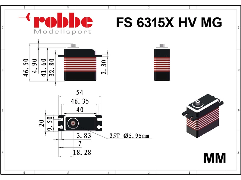 Robbe servo FS 6315X HV 63kg.cm 0.14s/60° MG 25T