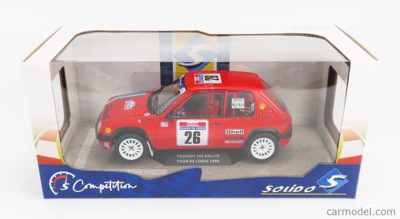 Solido Peugeot 205 Rallye N 26 Rally Tour De Corse 1990 H.devin - F.viste 1:18 Červená čierna