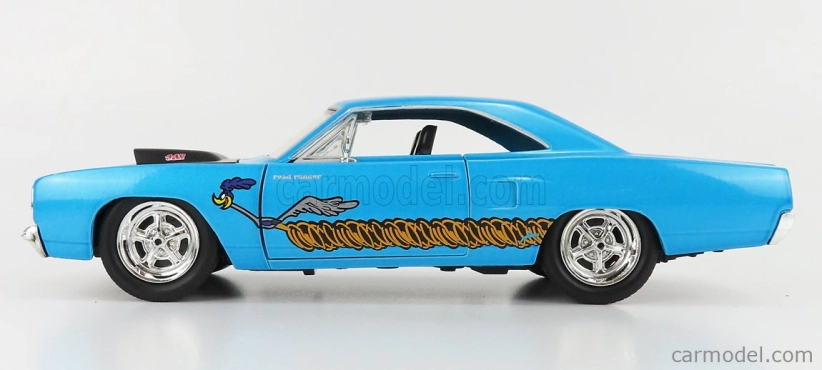 Jada Plymouth Road Runner Coupe 1970 With Wile E. Coyote Figure - Looney Tunes 1:24 Blue