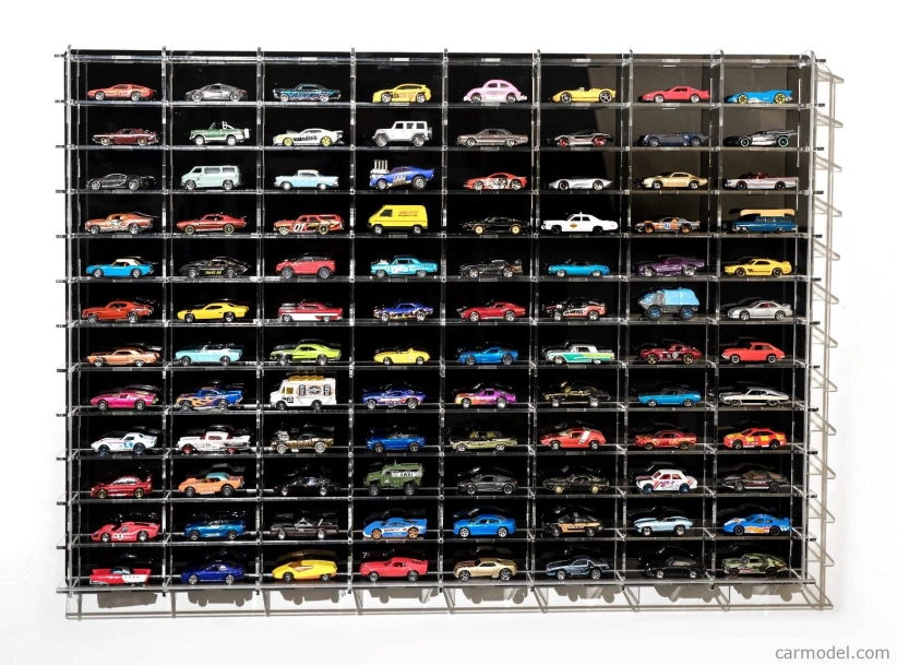 Atlantic Vetrina display box Espositore - Pre 96 Cars 1/64 Lungh.lenght Cm 88.0 X Largh.width Cm 8.0 X Alt.height Cm 63.0 (altezza Utile Tra I Ripiani Cm 4.5 Inner Height Among Shelves) 1:64 Plastic Display