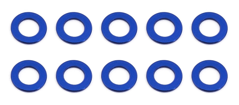 Ballstud podložky, 5.5x0.5mm, modré alu, 10 ks.