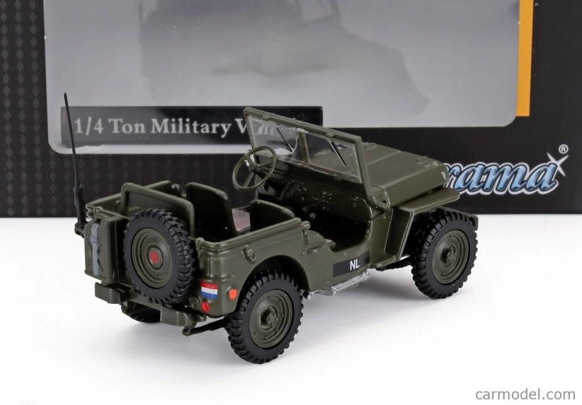 Hongwell Jeep Willys Necaf 1/4 Nl Army Open 1942 1:43 Vojenská Zelená