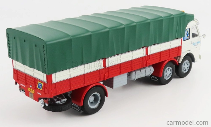 Edicola Pegaso 1063 Truck Telonato 3-assi 1968 1:43 Biela červená zelená