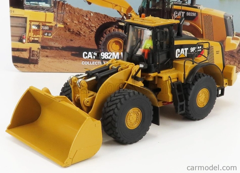 Dm-models Caterpillar Cat982m Ruspa Gommata - Scraper Tractor Wheel Loader 1:50 Žlutá Černá