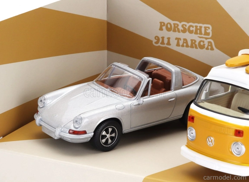 Norev Porsche Set 3x Jet-car 911 Targa Spider 1969 - Fiat 500 1965 - Volkswagen T2b Camper Van 1962 1:43 Rôzne