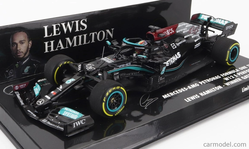 Minichamps Mercedes gp F1 W12 Mercedes M12 Eq Power+ Team Amg Petronas Motorsport Formula One N 44 Winner Qatar Gp 2021 Lewis Hamilton 1:43 Black Green