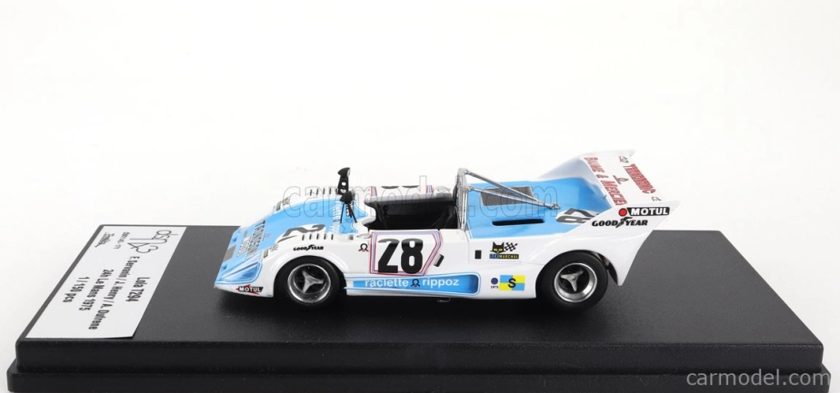 Trofeu Lola T294 1994cc S4 Team Societe Racing Organisation Course N 28 24h Le Mans 1975 Francois Servanin - Jacques Henry - Albert Dufrene 1:43 Bílá Světle Modrá