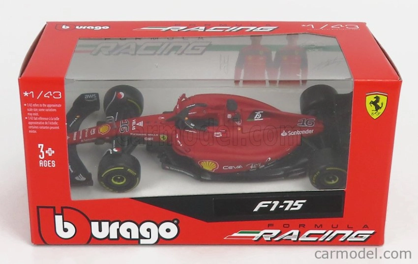 Bburago Ferrari F1-75 Scuderia Ferrari N 16 Season 2022 Charles Leclerc 1:43, červená