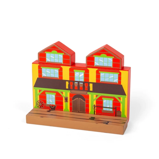 Bigjigs Rail Drevená vláčiková dráha Divoký západ 62 kusov