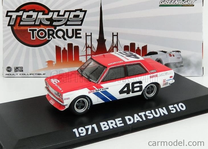 Greenlight Datsun 510 Brock Racing N 46 Tokyo Torque 1971 1:43 červená biela