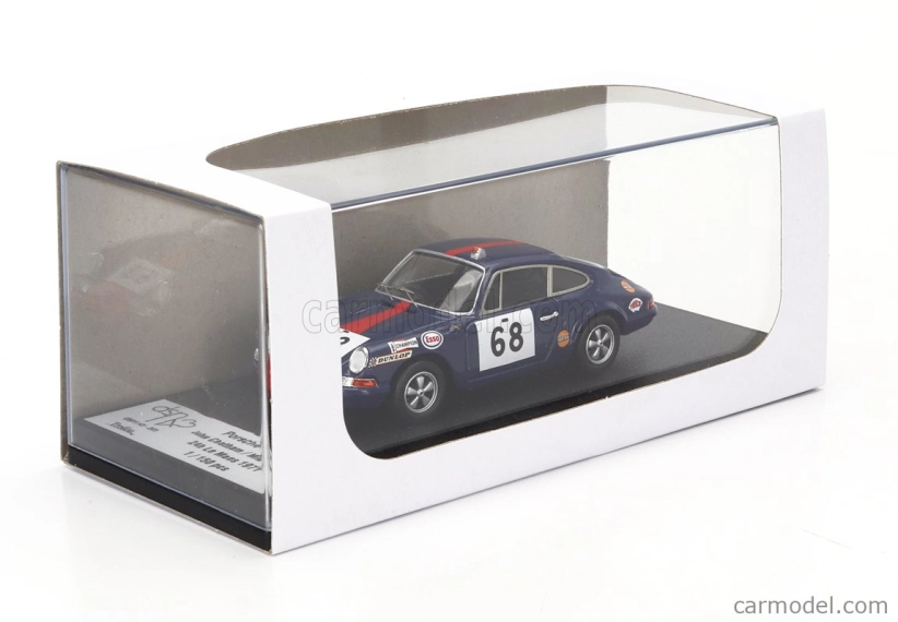Trofeu Porsche 911t Coupe Team Paul Watson Race Organisation N 68 24h Le Mans 1971 John Chatham - Mike Coombe 1:43 Modrá červená