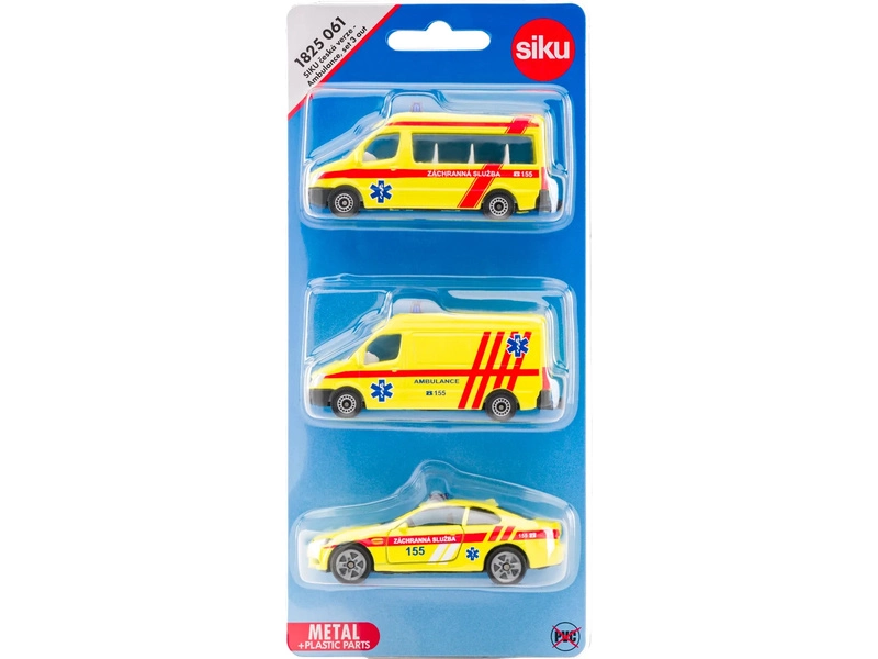 SIKU Blister – ambulancia súprava 3 áut (česká verzia) 1:50