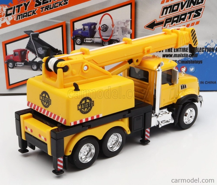 Maisto Mack Anthem Truck 3-assi Cane Gru 2020 1:64 žlto-čierna