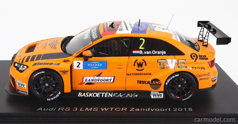 Iskrový model Audi A3 Rs3 Lms N 2 Wtcr Zandvoort 2018 Prince Bernhard Van Oranje 1:43 Orange