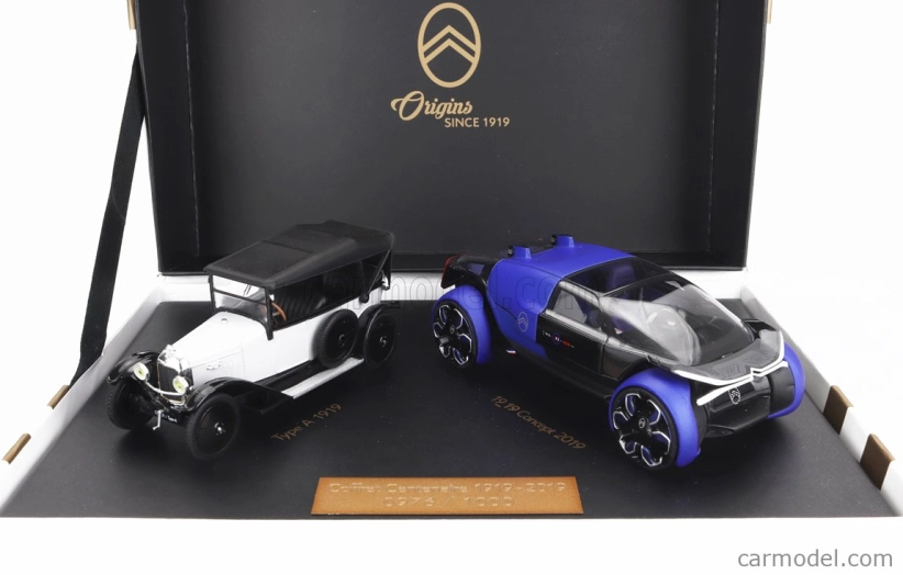 Norev Citroen Coffret Set 2x Type A Cabriolet Closed 1919 + 19_19 Concept Electric 2019 1:43 Biela čierna čierna modrá sivá