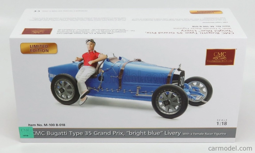 Cmc Bugatti T35 N 30 With Driver Figure 1924 1:18 Blue