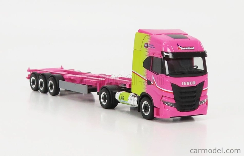 Herpa Iveco fiat S-way Truck Lng Hannibal Transports 2020 1:87, růžová