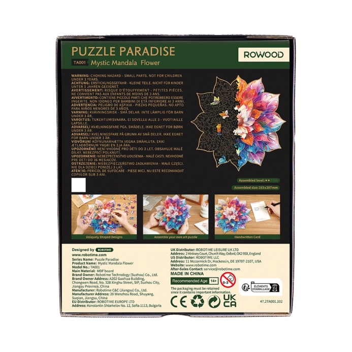 RoboTime Dřevěné puzzle Květinová mandala - poškozený obal
