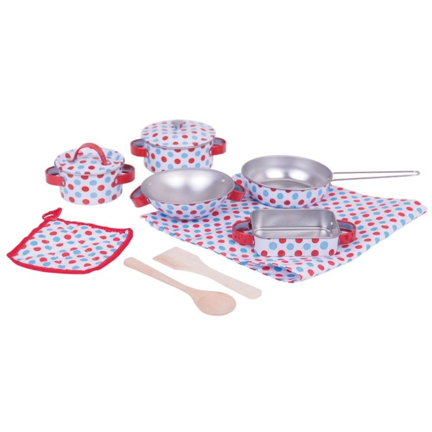 Bigjigs Toys Sada nádobí s puntiky