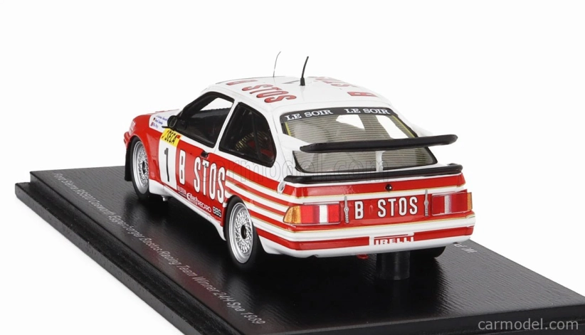 Spark-model Ford england Sierra Rs500 Cosworth Team Eggenberger Bastos Racing N 1 Winner 24h Spa 1989 W.percy - G.brancatelli - B.schneider 1:43 Biela červená