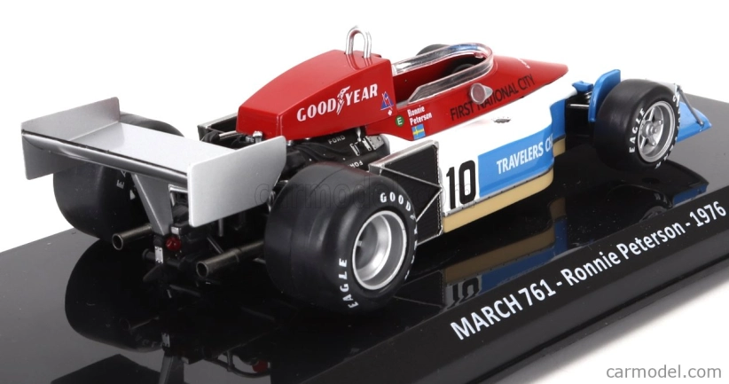 Edicola March F1 761 N 10 Sezóna 1976 Ronnie Peterson - Con Vetrina - S vitrínou 1:24 Modrá biela červená