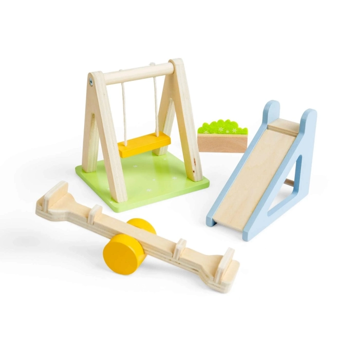 Bigjigs Toys Dřevěný nábytek do domečku pro panenky Venkovní hřiště