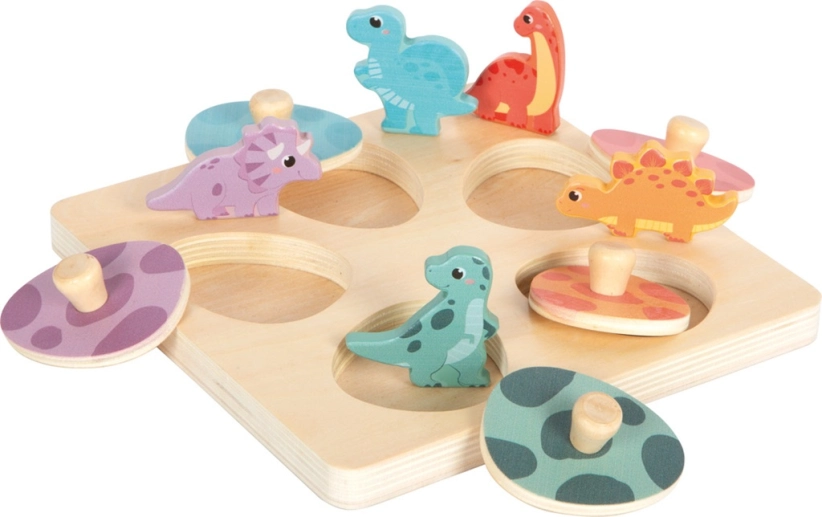 malá noha Drevené pamäťové puzzle Dino