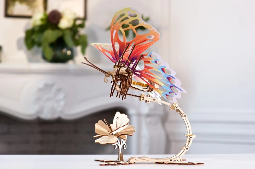 Ugears 3D drevené mechanické puzzle Butterfly