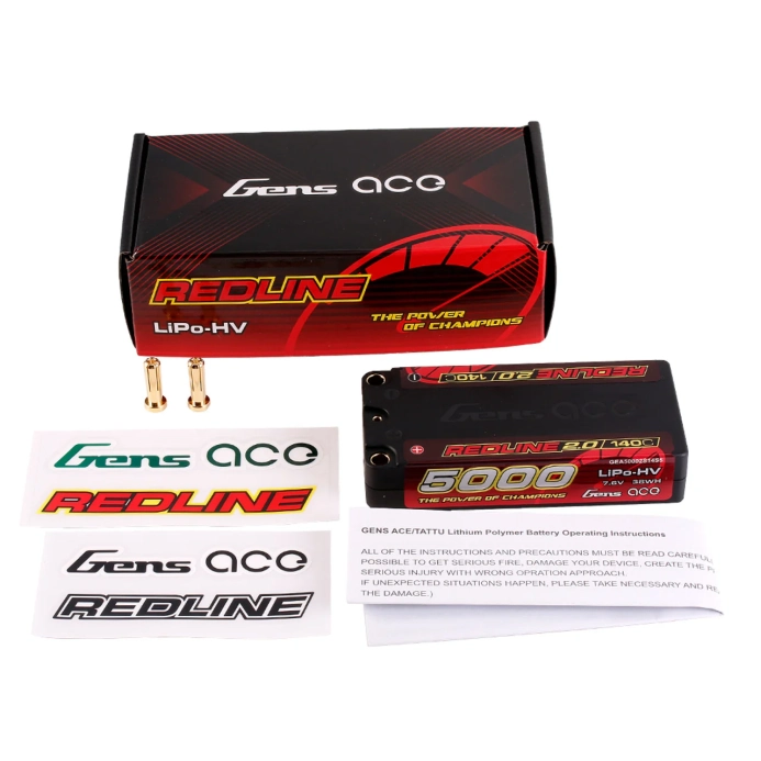 Gens ace akumulátor HV LiPo Redline 2.0 Series 5000mAh 2S1P 7.6V 140C Hardcase 130# | RCprofi.cz