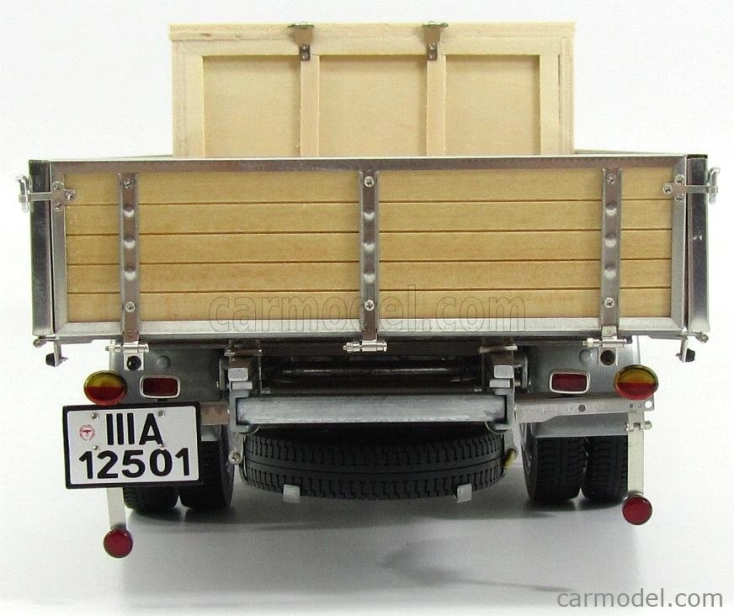 Cmc Mercedes Benz Lo2750 plošinový nákladný automobil s dreveným boxom Car Transporter 1936 1:18 sivé drevo