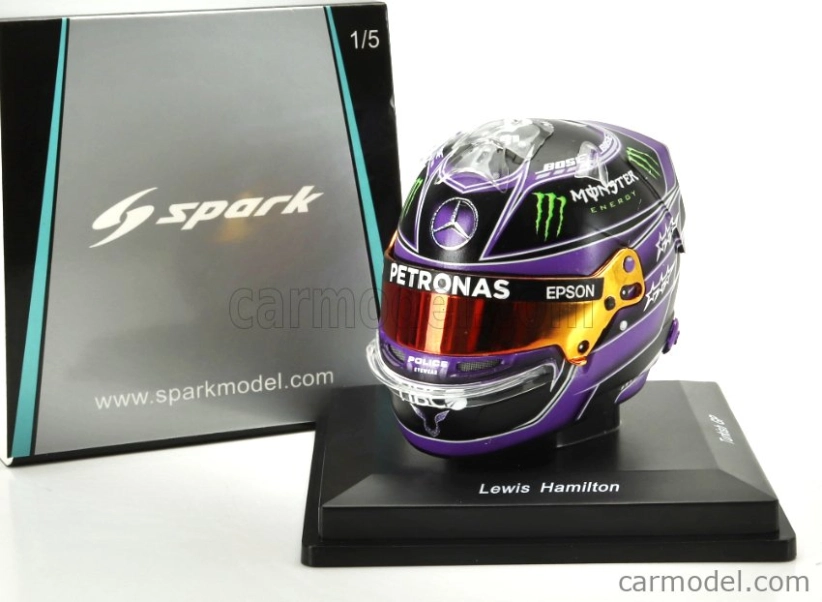 Spark-model Bell helmet Casco Helmet F1 Lewis Hamilton World Champion Team Mercedes Amg Petronas W11 N 44 Winner Turkish Gp 2020 - 7 Time World Champion 1:5 Fialová S Černou